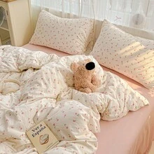 1 buah Sarung Selimut Bermotif Segar, Cocok untuk Kamar Tidur, Asrama, Perjalanan, Semua Musim, Dapat Dicuci dengan Mesin, Tanpa Selimut/Isi, Dengan Tali Pengikat di Sudut - MultiWarna - View 5