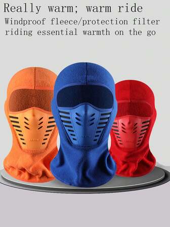 1pc Winter Warm Motorcycle Cycling Balaclava Mask, Windproof Dustproof Breathable Face Cover For Men & Women