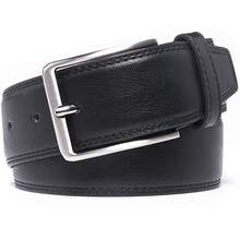 1PC Men's Genuine Leather Dress Belt, Handmade, Cow Leather, Fashion & Classic Designs For Work Business And Casual For School For Wedding, Ideal Gift For Dad, Husband, Boyfriend - màu đen - Xem 2