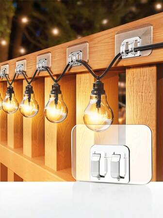 12pcs/20pcs/30pcs Heavy-Duty Waterproof Self-Adhesive Plastic Transparent Hooks For Outdoor String Lights, UV Resistant Non-Damaging Cable Clamps For Holiday Decorations