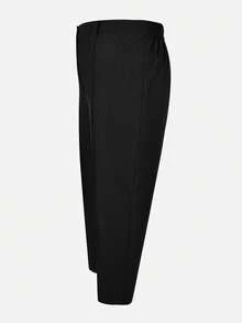 Solid Color Zipper Button Elastic Straight-Leg Pants, Versatile For Office And Everyday Wear - Black - View 7