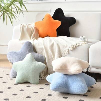 Gối trang trí hình ngôi sao - Gối lông giả mềm mại, thích hợp cho giường, ghế sofa và cắm trại. Trang trí nhà hiện đại, quà tặng Ngày Valentine cho người yêu và con gái, trang trí phòng ngủ | Phong cách đương đại | Có thể giặt máy