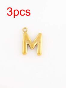 3pcs/Set Stainless Steel A-Z Letter Pendant, Suitable For DIY Jewelry Making, Handcraft, 18K Gold Plated, 26 Alphabet Letters, Initial Jewelry - 3 Letters - View 26