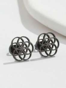 1 Paar Edelstahl Cut Out geometrische Blumen Ohrringe, süße runde Titan-Stahl Ohrringe, 304 Hypoallergen Ohrringe für Frauen, geeignet für den täglichen Gebrauch, Festivals und Dates, perfektes Geschenk für Freunde und Familie