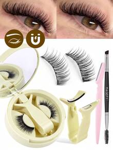 MAGEFY 2-In-1 CC Curled Natural Magnetic Reusable Eyelashes Set, Comes With Applicator, Various Styles Individually Packaged, No Glue Needed, Easy To Wear And Remove, Natural & Realistic 3D Cartoon-Style Soft Eyelash Strips - Natural Lashes - View 14