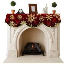 Pañuelo navideño para chimenea con estampado de copos de nieve, ideal para decorar la mesa o la chimenea en fiestas navideñas. - Multicolor - Ver 6