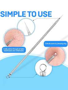 Four-Piece Slanted-Tip Stainless Steel Blackhead Remover Set, Pimple Extractor, Acne Remover, Blackhead And Whitehead Remover, Medical-Grade Acne Treatment Tool, Face, Nose And T-Zone Blemish Removal Kit, Suitable For Blackheads, Pimples, Whiteheads, Acne And Blemishes.