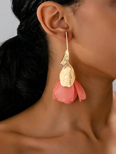 1 par örhängen för kvinnor, rosblommorörhängen, smyckespresent till alla hjärtans dag, lämpliga för vår-/sommarkläder