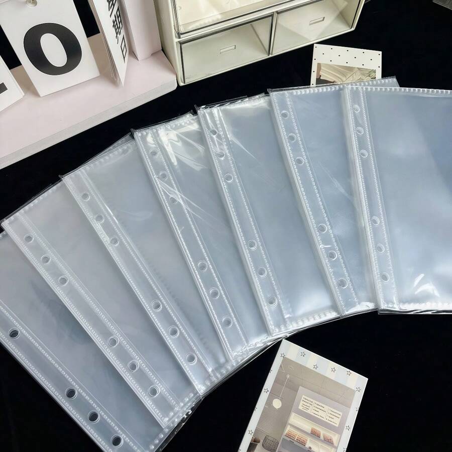 10/20/30/50p/Bag A6 Transparent Inner Pages,YOUCHENG Loose-Leaf Notebook Inner Page Replacement Core, Sticker Book, Double-Sided Side-Opening Inner Pages, Kpop Photo Card Storage, High-Quality PP High-Transparency Material, Suitable For Photo Albums, Loose-Leaf Folder Replacement Core, Sticker Storage, Handmade DIY Planner, Scrapbook, Student Back-To-School Supplies, Office Supplies, Etc - Clear - View 1