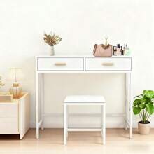 NEW Wooden Dressing Table Computer Desk Home Office Study Bedroom With Drawers - 白色 - 查看 3