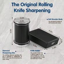 Sistema de afilado de cuchillos con dispositivo de afilado de cuchillos con rodillo, que incluye un kit de dispositivo de afilado de cuchillos de 15 grados y 20 grados - Negro - Ver 2