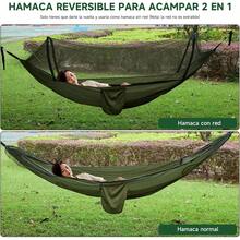 GMK Hamaca de Camping con Red, Hamaca Portatil con Mosquitera, Hamaca Duradera con Capacidad de 660 LB Hammock con Correas para Arboles y Bolsa de Transporte para Exteriores, Interiores (Verde) - VERDE - Ver 10