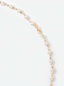 Opalesca 1pc Gold/Silver Faux Pearl Trim Y-Shaped Long Necklace, Bling Pendant, Suitable For Daily Wear, Date, Party, Holiday, Vacation, Deep V, Anniversary, Birthday Gift, Boho Elegant Luxurious Minimalist Fashion Sexy Cute - Yellow Gold - View 6