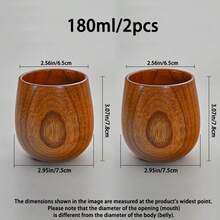1/2/4个装 180毫升 手工雕刻木质茶杯，天然木杯，枣木杯，木质茶/咖啡/饮料杯，时尚饮具