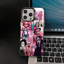 Funda para 17 16e 16 15 14 13 12 11 Pro X XR XSMAX 8 Plus personajes clásicos de terror Halloween antideslizante mate funda personaje horror obra arte espeluznante temática navidad Christmas regalo coleccionista - Negro - Ver 2