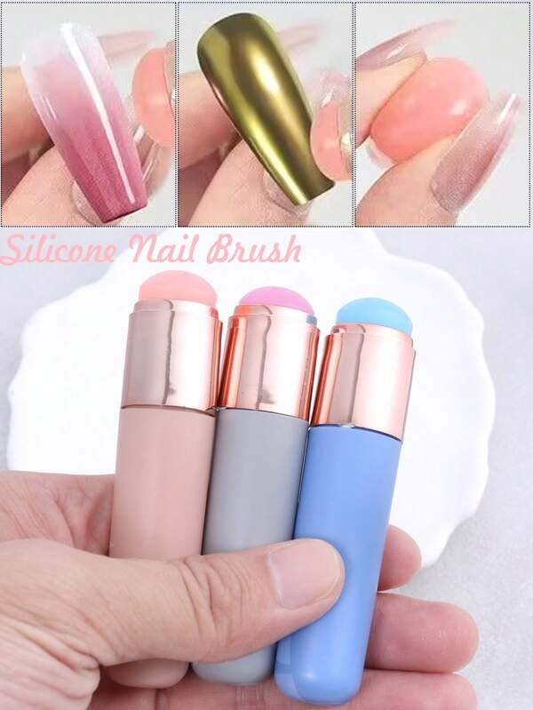 1pc Nail Art Silicone Magic Mirror Pen For Mirror Powder & Glitter Application, Portable Multi-Functional Brush With Ergonomic Handle, Reusable & Easy-Clean Design For Precise Nail Art, Manicure & Pedicure, Nail Tech Accessories, Manicure Essentials, Sleek Brush Design, Durable Brush Head, Beauty Enthusiasts, Compact Tool, Smooth Application, DIY Manicure Lovers