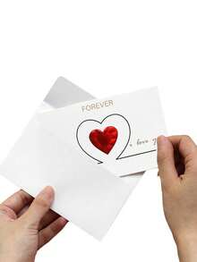 12pcs/6pcs/1pc Valentine's Day Adorable Heart-Shaped Love & Gratitude Cards With Envelopes Decorative Foldable Cards For Weddings, Anniversaries, Parties, And Mother's Day Gifts