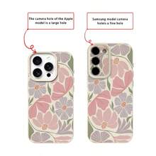Floral Element TPU Flower 1pc Material Elegant Muted Floral Pattern Phone Case Compatible With IPhone 17 Pro Max/17/16 Pro Max/15/13/12/11, S20 FE/A15/S24/A55, Compatible With Redmi Note 11/12/13 Pro, Full Coverage Anti-Drop Soft Protective Cover,International Version, Not The Domestic Version Spring Gift Party - White - View 7
