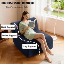 Compressed Lazy Sofa In A Box, Boneless Couch Comfy Single Corduroy Sofa Chairs For Living Room, Bedroom ,Office, Apartment, No Assembly Required - Màu xanh lam - Xem 4