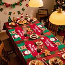 1pc/4pcs/6pcs/100pcs Santa Claus And Elk Printed Placemats, Heat-Insulating Placemats, Suitable For Home Decoration, Holiday Dining, Kitchen And Party Decoration, Party Placemats, Can Be Given As Christmas Gifts