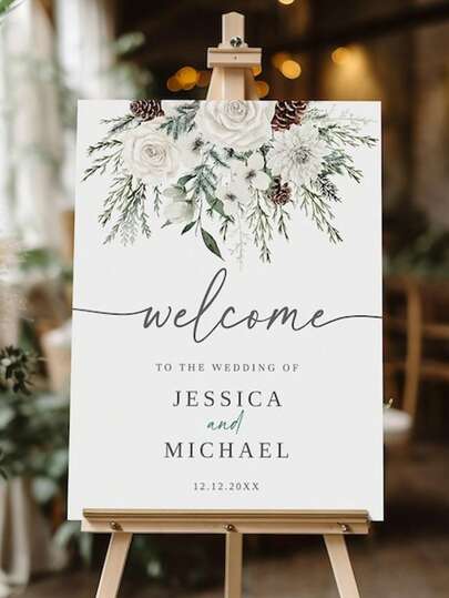 Christmas Wedding Welcome Sign, Wedding Welcome Poster, Printable Welcome Sign, Welcome Board, Holiday Welcome Sign