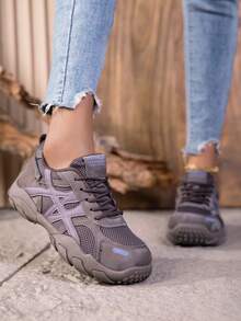 Women's Casual Sneakers - Geometric Pattern - Versatile & Fashionable - Suitable For Daily Wear - Grey - View 5
