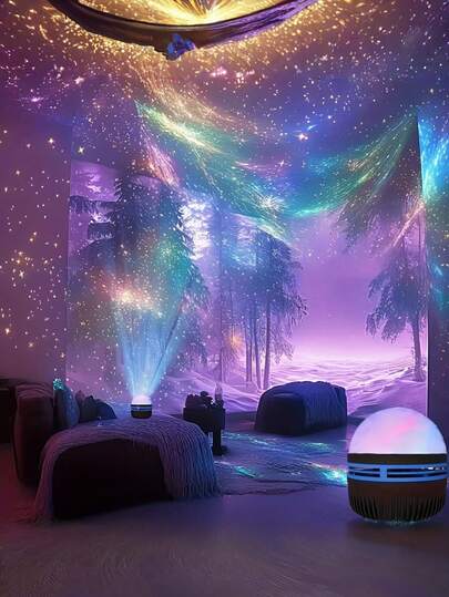 1 Stück Neue Aurora 16-Farben rotierende RGB Smartlight | Aurora Atmosphäre Projektions Smartlight LED Glühbirne | USB Deckenprojektor & Nachtlicht, geeignet für Partys, Schlafzimmer, Büro, Wohnzimmer, Gaming, Partys, Restaurants, Theater, Dekoration, mit Fernbedienung, dimmbar (USB betrieben) - perfektes Geschenk zu Weihnachten, Valentinstag, Ostern, Halloween