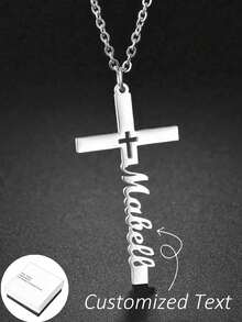 1 Customized Name Necklace With Cross Pendant, Personalized Birthday Gift, Minimalist Daily Style, Suitable For Valentine's Day Ideal Gift - Multicolor - View 8