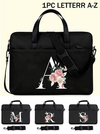 Laptop Bag, With Shoulder Straps, Printing Letters A-Z, Cable Organizer, Portable Notebook Case For Girls, Inner Protective Sleeve Compatible With Notebook 13-13.6 Inches,14-15inches,15.6-16inches Classroom Laptop Bags Classroom Bags Teacher Storage Bags Classroom Orgnizer Bags ﻿,Can Be Given To Family, Friends, Classmates, Colleagues, Relatives, Teachers, Holiday Gifts ﻿