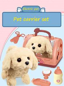 一套可爱的幼犬角色扮演玩具，亲子互动电动毛绒宠物角色扮演娃娃套装 - 儿童兽医，换装喂食游戏，互动幼犬护理套装，含听诊器、服装和食物道具，适合男孩女孩的生日/圣诞节/万圣节礼物 - 多色寵物狗籠 - 查看 2
