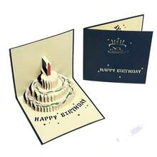 1pc 3D Pop-Up Handmade Hollow Paper Carving Birthday Cake Greeting Card, Creative Birthday Gift - Multicolor - View 12
