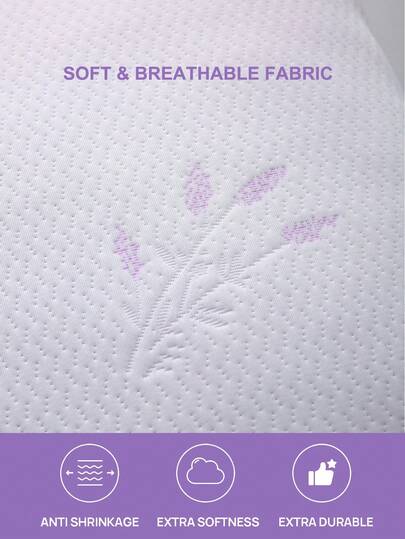 1pc Zachte Breathable LAVENDER SCENT Pillow, Shredded Memory Foam Pillows, Bed Pillows Bedroom Sleeping, Stress Fades, Sleep Blooms, Backrest Kussen view 4