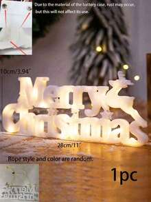 1pc Classic Merry Christmas LED Light,Illuminated Holiday Sign, Festive Plastic Decor For Indoor & Outdoor, Universal Christmas Party Decoration