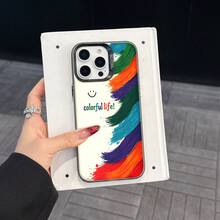 Colorful Silver Apple Phone CaseColorful Life With A  FaceCompatible With  11 To  17 Models The Cases Lens Protection Function Ensures The Camera Remains Undamaged During Shooting  Guaranteeing Image Quality - Black - View 4