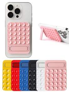 1pc Silicone Suction Cup Stand, Multi-Functional For Computer & Phone, Glass Self-Adhesive Non-Slip Silicone Desktop Metal Stand, Firmly Fixed On Any Smooth Surface, Suitable For Glass, Mirror, Refrigerator Or Gym, Fits Any Phone Model