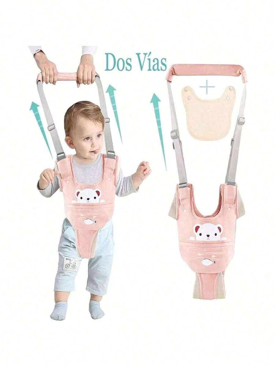 Four Seasons Portable Breathable Baby Walker, Baby Learning Walking Harness, With Waist Protection And Anti-Pull Rope - Dusty Pink - View 1