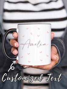 1pc Customized Mug, Coffee Cup, Personalized Mug, Can Customize Name Or Text, Personalized Gift For Friends, Family, Women, Men, Holiday Gift, Anti-Mold, Reusable, Delicate & Cute