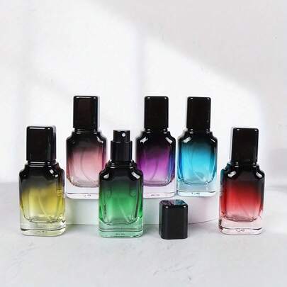 1pc 20ml Gradient Glass Refillable Perfume Spray Bottle Leak Proof Fine Mist Spray, Gradient Fragrance Dispenser, Suitable For DIY Essential Oil, Travel Friendly Refillable Perfume Container, Black (Compatible With Perfume)
