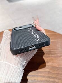 1pc Customized Name Fashionable & Elegant High-End Knitted Texture Black Phone Case Compatible With Apple 17 Pro Max/16 Pro Max/15 Pro/14 Plus/13 Pro/12 Pro Max/11 Pro Max/XR Max, Best Gift Choice For Family, Boyfriend, Girlfriend, Grandparents - Black - View 5