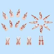 24PCS Press On Nails White Gradient Lace Gothic Print - Reusable (Multi-Time Use) Removable Full Cover Fake Nails, Gothic Aesthetic Matte Finish  Nail Art, 12 Sizes Easy Application Fashion Nails, Jelly Glue & Nail File Included, Suitable For Party Daily Wear Dating Prom Women Girls Edgy Chic Manicure Kit - 紅色 - 查看 7