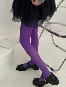 1条天鹅绒薄纱紧身裤，糖果色打底裤，百搭高弹 - 彩色 - 查看 7