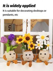 Crochet Kit For Beginners, Sunflowers, Tulips, Daisies, Saffron, Snowdrops Flower Potted Plant Crochet Kit,Complete Crochet Starter Kit With Step-By-Step Video Tutorials, Easy To Learn Crocheting Plant Kit Crochet Knitting Supplies For DIY Craft(Accessories In Random Color) - Multicolor - View 6