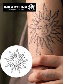 INKARTLINK Revolutionary Technology Tattoos, Semi-Permanent Tattoos, Moon, Sun, Realistic Tattoos, Heartfelt Tattoos, Temporary Tattoos, Fake Tattoos, Waterproof, Authentic Tattoo Appearance, Niche Design Tattoos, Fruit Tattoos, Plant Tattoos - Black - View 2