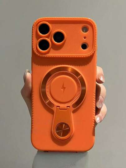 1PC Portable Magnetic Adhesive Holder, Sporty Style, Tech-Infused, Large Viewing Window, Compatible With Apple 17promax/ 17 Air/16 Pro/15/14/13/12/11, All-Inclusive Shock-Absorbing Smartphone Protective Case