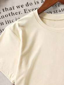 Young Boy Letter & Skateboard Print Round Neck Short Sleeve Casual Versatile T-Shirt - Apricot - View 4