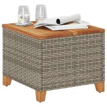 vidaXL Gartentisch Grau 45x45x37 Cm Poly Rattan Akazienholz - Grigio - Visualizzare 4