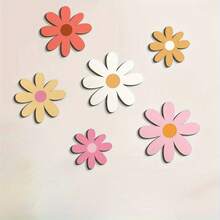 6件套波西米亚雏菊墙饰套装，波西米亚风格儿童房装饰，适合女孩，天然木质墙面艺术悬挂式花卉装饰牌，适用于家居、办公室 - 6 件 - 查看 9