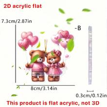 1 Romantic Couple Teddy Bear 2D Acrylic Pendant Sweet Decoration Valentine's Day Gift For Girlfriend/Boyfriend Date Outfit Decoration&Home Wall Decoration - Multicolor-gold Thread - View 12