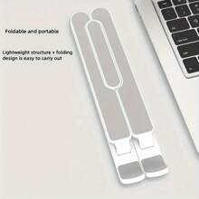 Soporte portátil plegable ajustable de 7 niveles, soporte de refrigeración para 3 personas, soporte de portátil para llevar, soporte de portátil para escritorio, almohadilla de refrigeración para portátil, accesorios para portátil, Navidad, regalos de Navidad, soporte para tableta - Blanco - Ver 12