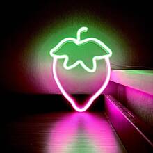 1 đèn neon hình quả dâu tây, kích thước khoảng 25x18.5cm (9.8x7.28in), đèn LED dùng nguồn USB và pin, thích hợp trang trí phòng ngủ, quán bar, cửa hàng trái cây, nhà hàng, lý tưởng cho phòng ký túc xá nữ, phòng ngủ, sân vườn, quán bar, cửa hàng nước ép trái cây, phòng chơi game, trang trí Giáng sinh. - Nhiều màu - Xem 9